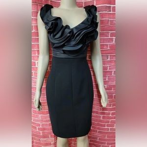 JS Collections Ruffle Satin & Crepe Dress